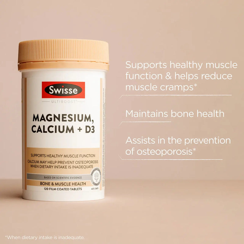 Swisse Ultiboost Magnesium Calcium + Vitamin D 120 Tablets EXP：03/2026 Swisse