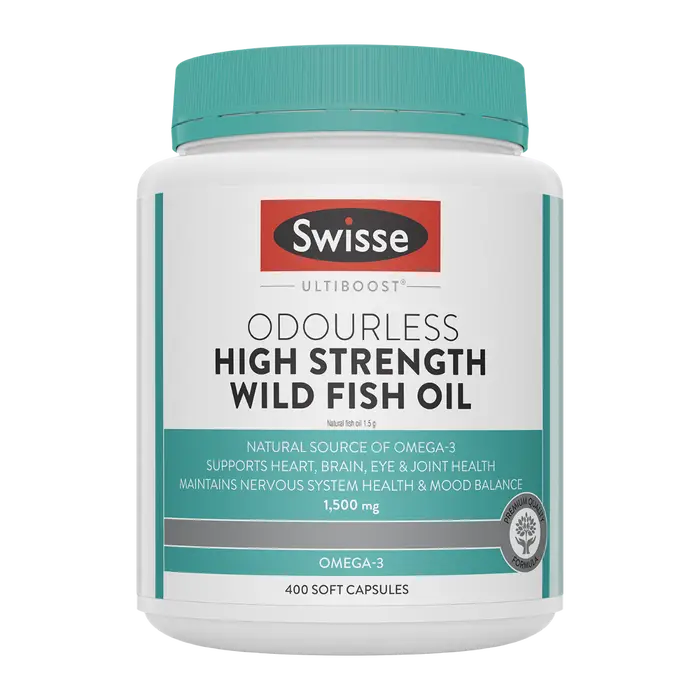 Swisse Ultiboost Odourless High Strength Wild Fish Oil 1500mg 400 Capsules EXP:10/2026 Swisse