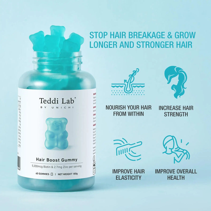 Teddi Lab by Unichi Hair Boost Gummy 60 Gummies EXP：11/2026 Unichi