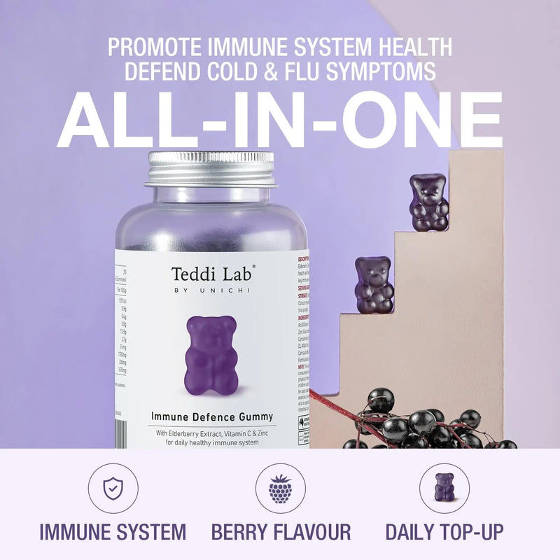 Teddi Lab by Unichi Elderberry Immune Defence Gummy 60 Gummies EXP：11/2026 Unichi