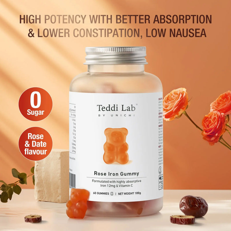 Teddi Lab by Unichi Rose Iron Gummy 60 Gummies EXP：09/2026 Unichi