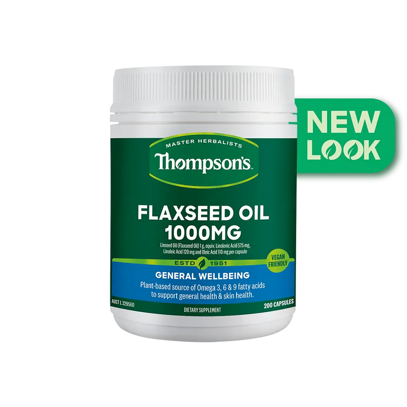 Thompsons Flaxseed Oil Gel-Free 1000mg 200 Vegi Capsules XDaySale