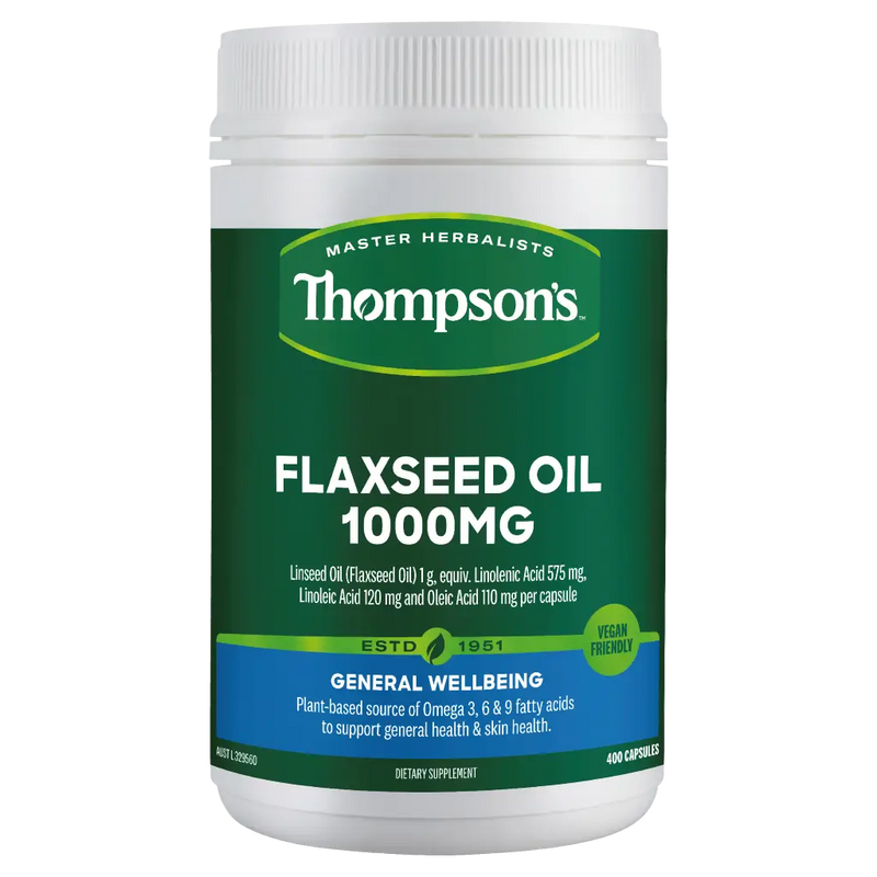 Thompsons Flaxseed Oil Gel-Free 1000mg 400 Vegi Capsules XDaySale