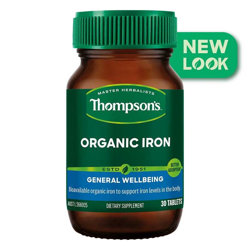 Thompsons Organic Iron 24mg 30 Tablets XDaySale