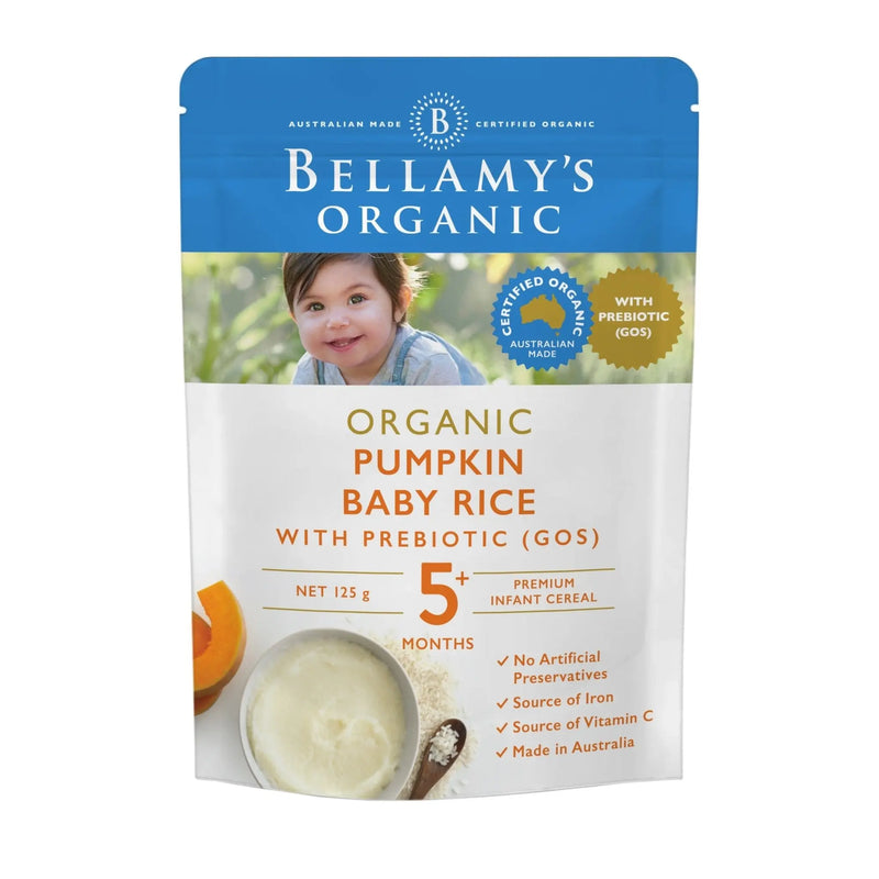 Bellamy's Organic Pumpkin Baby Rice with Prebiotic (GOS) 5+ Months 125g ) EXP: 08/23 - XDaySale