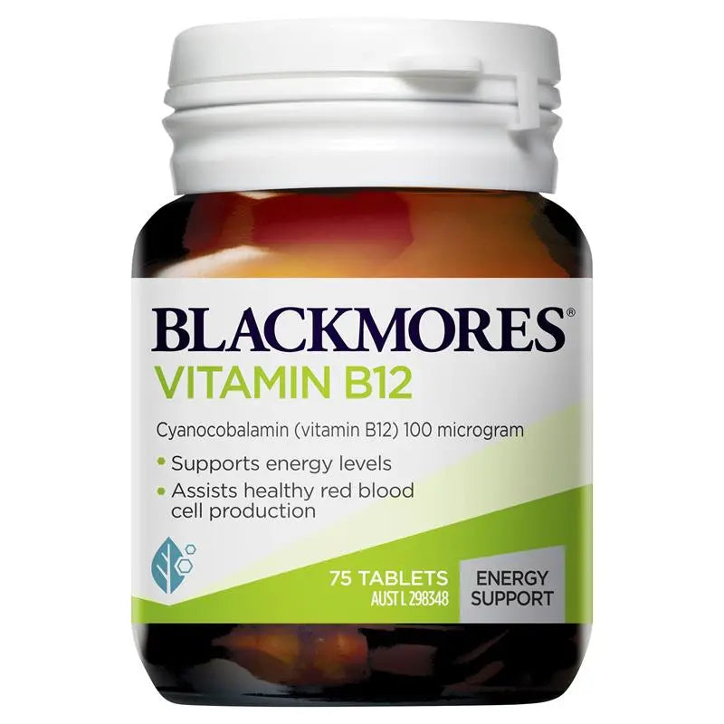 Blackmores Vitamin B12 (Cyanocobalamin) 100mcg 75 Tablets EXP:09/26 - XDaySale