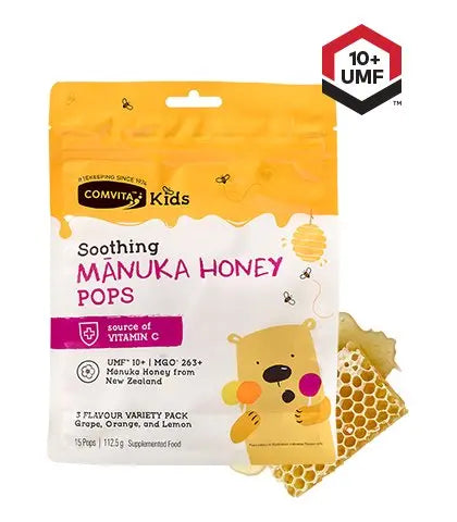 Comvita Kids Soothing Manuka 15 Pops 3 Flavours 112.5g EXP: 07/2024 Comvita