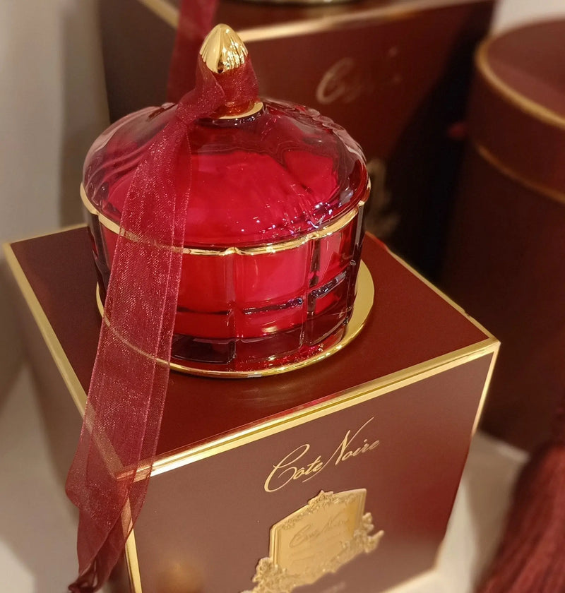 Cote Noire Art Deco Candle - Red & Gold - Rose Oud - GML45017 Cote Noire