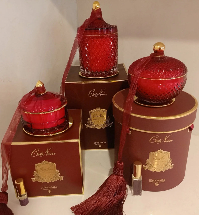 Cote Noire Art Deco Candle - Red & Gold - Rose Oud - GML45017 Cote Noire