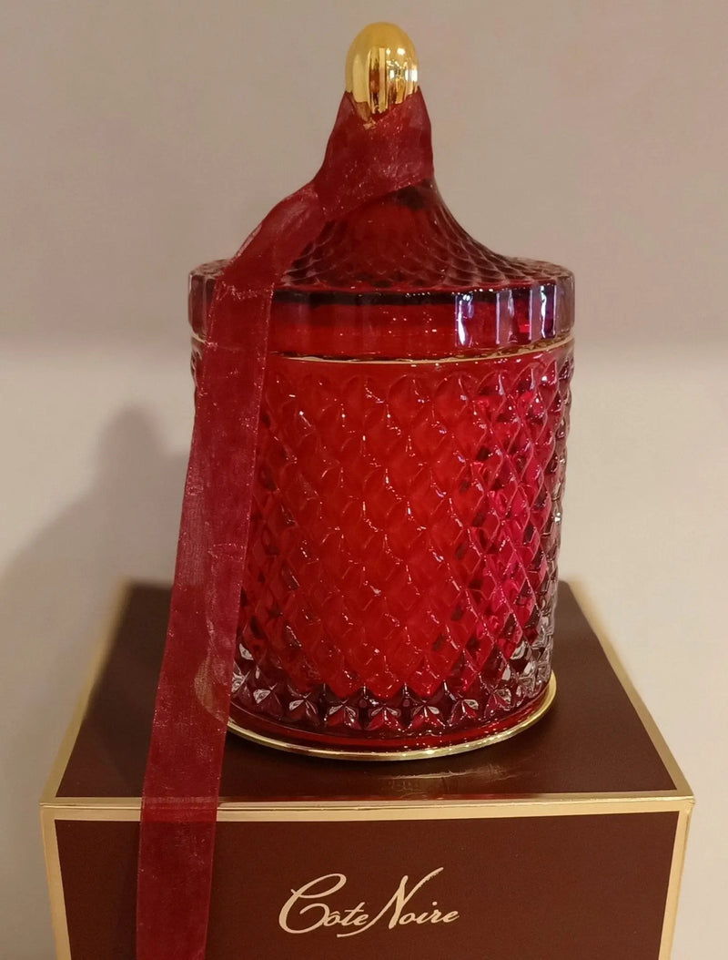 Cote Noire Grand Red & Gold Art Deco Candle - Rose Oud - GML45011 Cote Noire