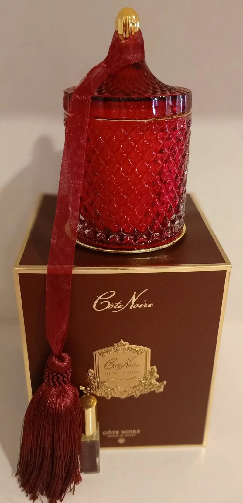 Cote Noire Grand Red & Gold Art Deco Candle - Rose Oud - GML45011 Cote Noire