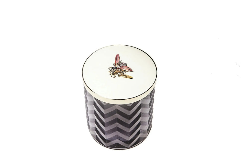 Cote Noire - Herringbone Candle With Scarf - Black & Gold - Red bee Lid - HCG02 Cote Noire