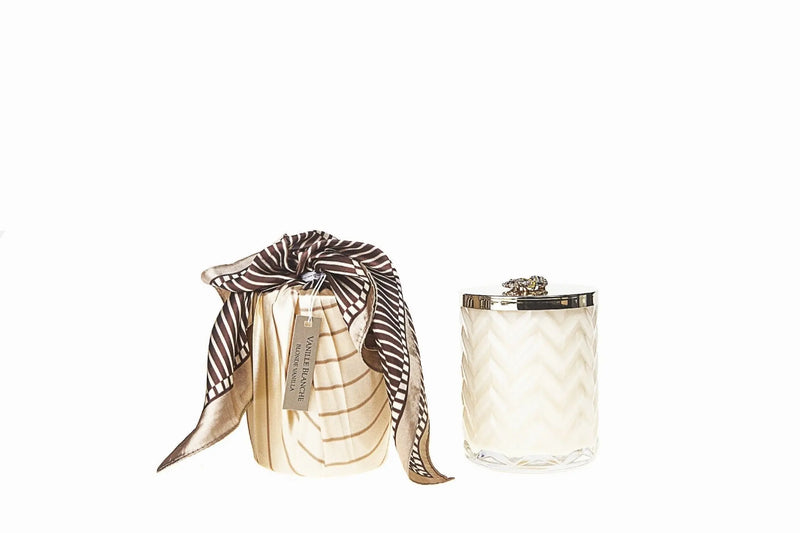 Cote Noire Herringbone Candle With Scarf Blond Vanilla - Cream & Golden Bee lid - HCG03 Cote Noire