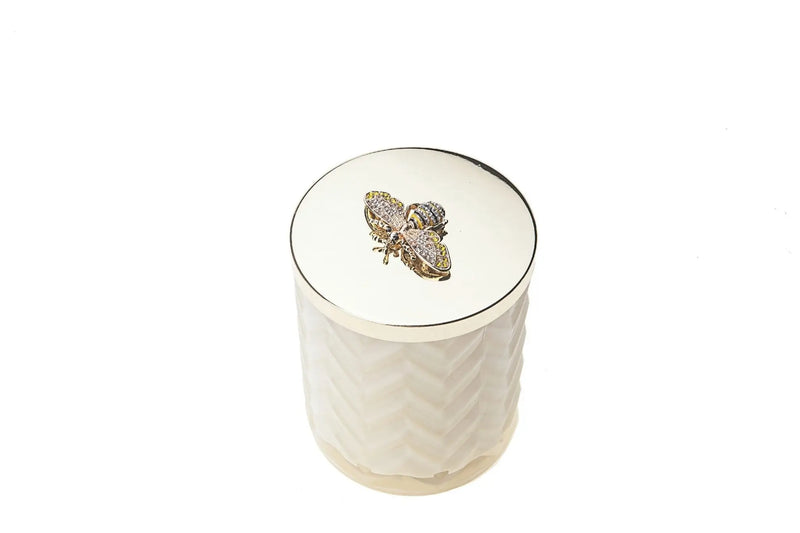 Cote Noire Herringbone Candle With Scarf Blond Vanilla - Cream & Golden Bee lid - HCG03 Cote Noire