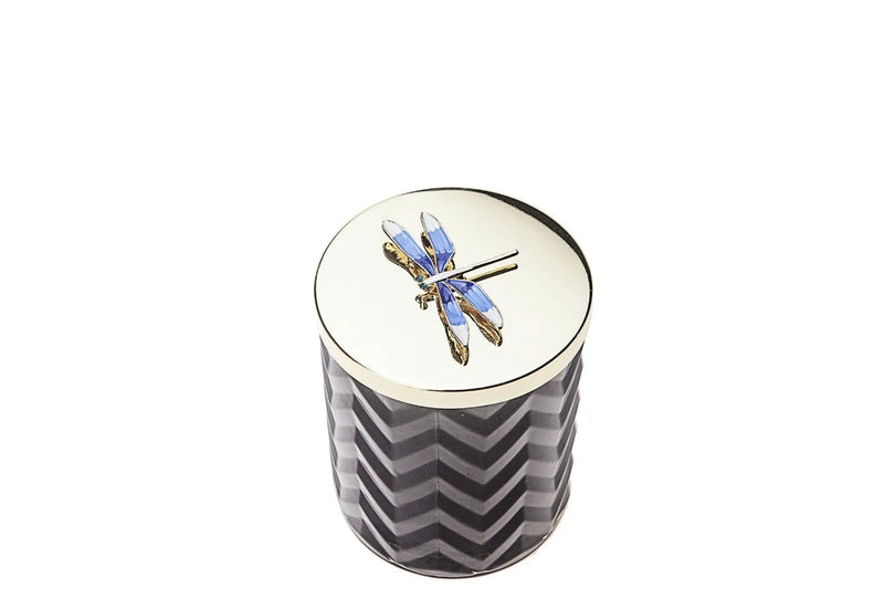 Cote Noire Herringbone Candle With Scarf Eau de Vie- Navy & Dragonfly lid - HCG05 - XDaySale