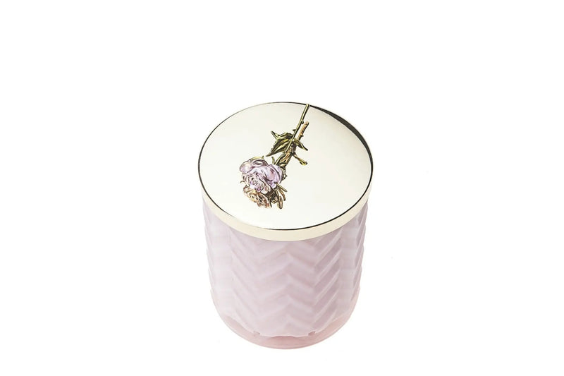 Cote Noire - Herringbone Candle With Scarf - Pink - Rose lid - Charente Rose - HCG04 Cote Noire