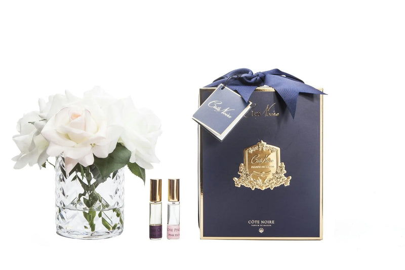 Cote Noire - Herringbone Flower - Blue & White Roses - Clear - HCF07 Cote Noire