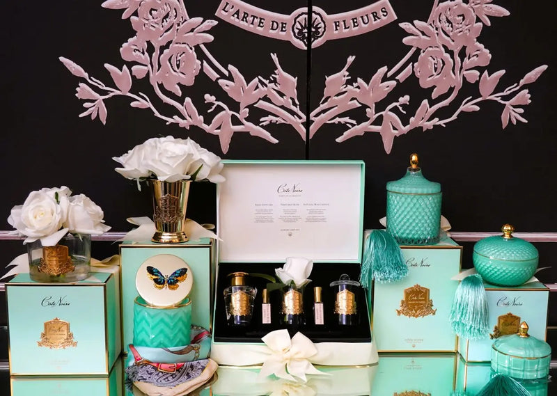 Cote Noire Perfumed Natural Touch 5 Roses - Clear & Gold Badge - Ivory White - GMR92 - Jade Tiffany Box Cote Noire