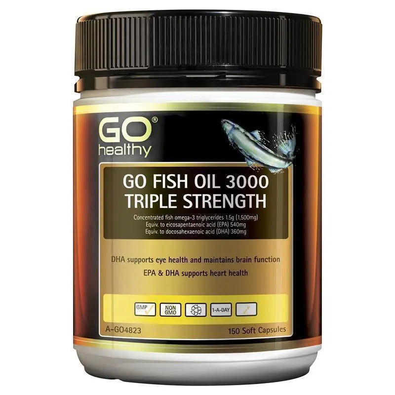 GO Healthy Fish 3000 Triple Strength Softgel 150 Capsules Exclusive Size EXP:02/2025 - XDaySale