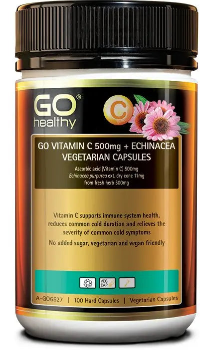 GO HEALTHY GO Vitamin C 500mg + Echinacea 100 Vcaps EXP 06/2023 - XDaySale