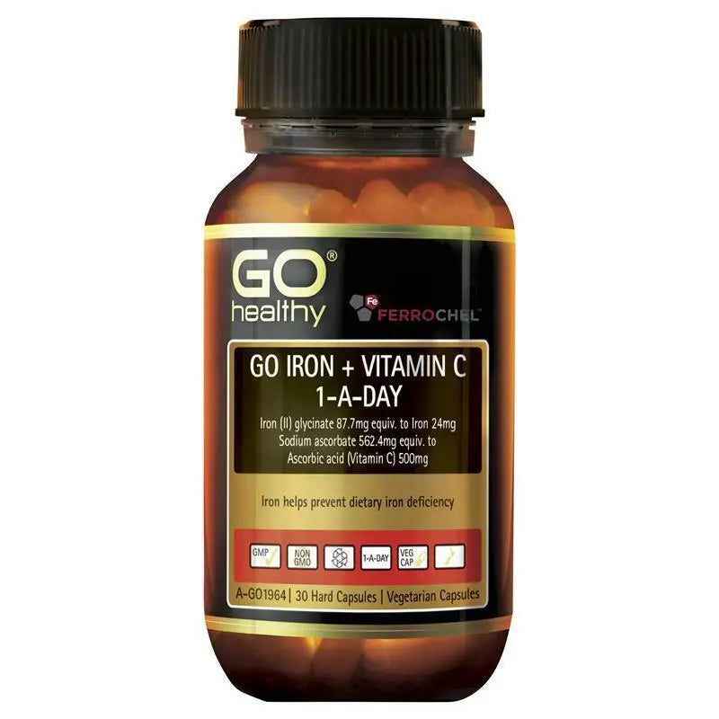 GO Healthy Iron + Vit C 500mg 30 Vege Capsules EXP: 07/2024 - XDaySale