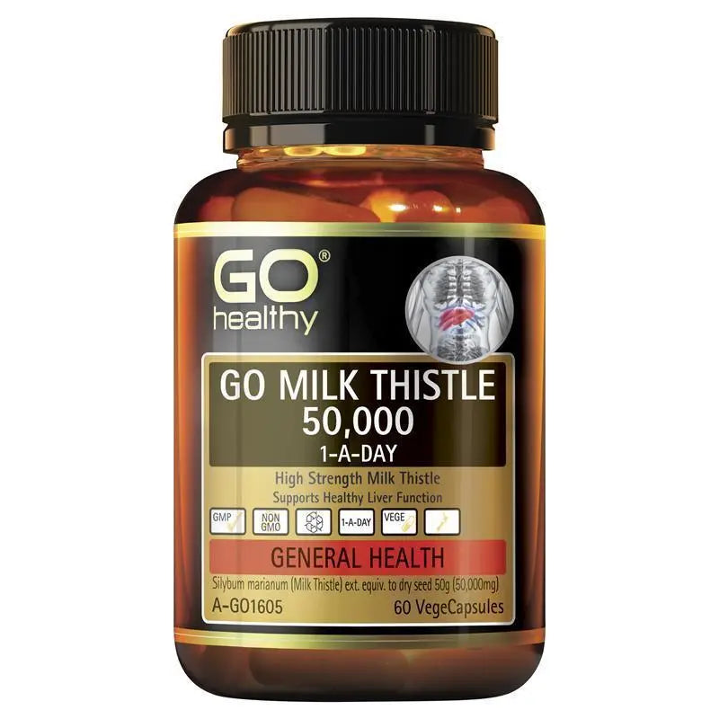 GO Healthy Milk Thistle 50000mg 1-A-Day 60 Vege Capsules EXP:07/2025 - XDaySale