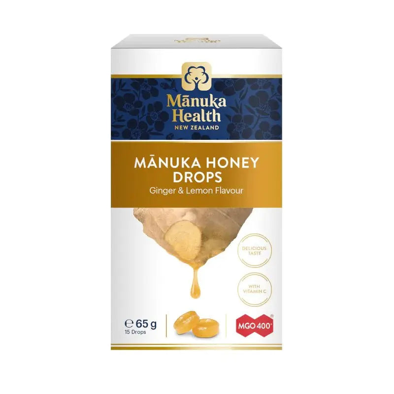 Manuka Health Manuka Honey Drops Natural Lemon & Ginger Flavour MGO 400+ 15 Lozenges EXP:07/2026 - XDaySale