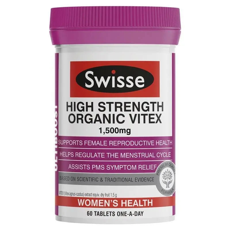 Swisse Ultiboost High Strength Organic Vitex Agnus 1500mg 60 Tablets EXP: 02/2025 - XDaySale