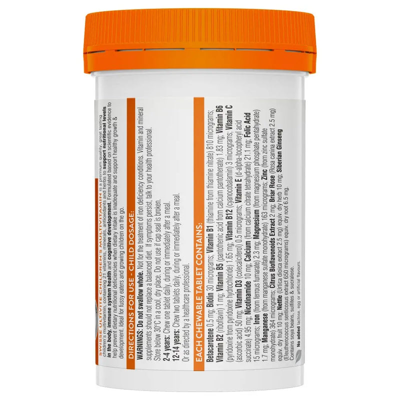 Swisse Ultivite Children's Multivitamin 120 Chewable Tablets Orange Kids Multi EXP:02/2025 - XDaySale