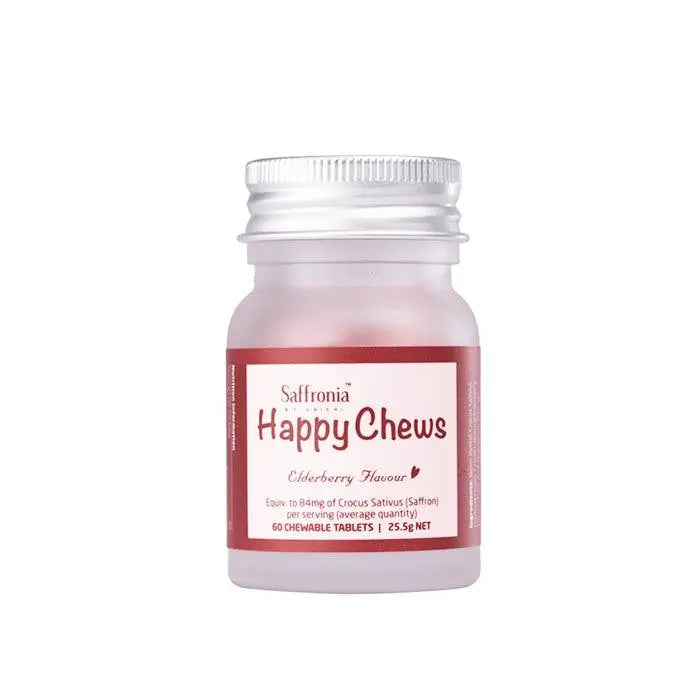 Unichi SAFFRONIA™ Happy Chews Elderberry Flavour 60 Chewable Tablets - XDaySale
