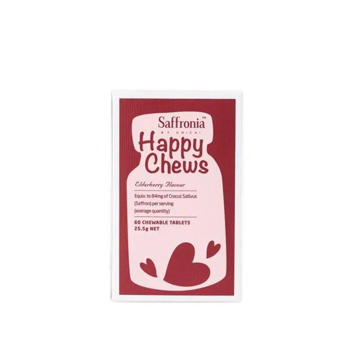 Unichi SAFFRONIA™ Happy Chews Elderberry Flavour 60 Chewable Tablets - XDaySale