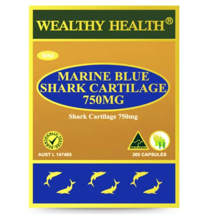 Wealthy Health Marine Blue Shark Cartilage 750mg 365 Capsules - XDaySale