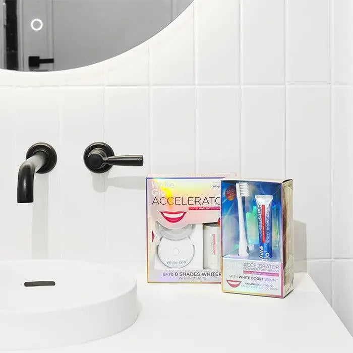 White Glo Accelerator LED Micro-Sonic Toothbrush with White Boost Serum - XDaySale