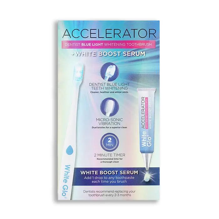 White Glo Accelerator LED Micro-Sonic Toothbrush with White Boost Serum - XDaySale